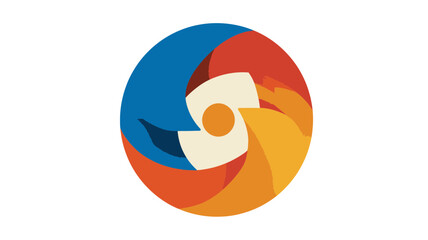 Vibrant abstract circular graphic design element featuring dynamic swirling colorful segments, perfect for modern logo or icon concepts.