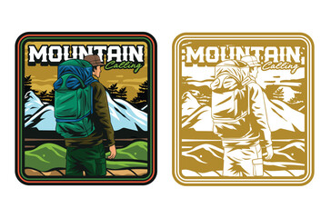 vintage style outdoor logo with one color version