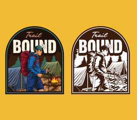 vintage style outdoor logo with one color version