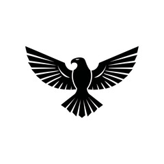 Fototapeta premium Stylized majestic eagle silhouette icon with spread wings, representing power, freedom, and strength. Simple vector design.