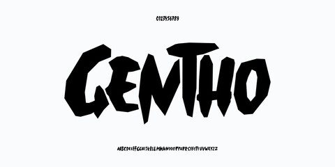 Hand Drawn Font. Rough Font. Creative Groovy Font Uppercase Lowercase. Number Symbol. Classic Lettering Fashion Designs. Typography modern serif decorative vintage