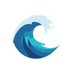 Obraz premium Dynamic blue ocean wave illustration, stylized water splash, perfect for summer, beach, travel, and marine design concepts.