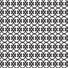 Seamless pattern of black swirls isolated on white background