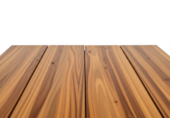 Wooden table top surface texture plank board parquet flooring interior mockup product display background isolated on transparent background