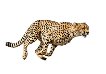 Fototapeta premium High resolution cheetah running fast wild animal feline predator mammal wildlife safari speed hunter isolated on transparent background