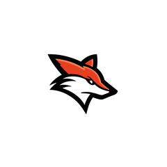 Obraz premium Stylized orange and white fox head illustration, modern graphic design, wild animal mascot or logo icon, digital vector art