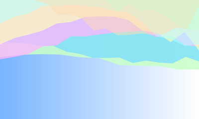 Abstract soft pastel landscape with layered shapes and gradient background