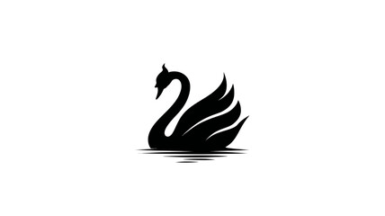 Obraz premium Elegant black swan silhouette icon on a white background, graceful bird swimming in water, minimalist design for luxury or nature concepts.