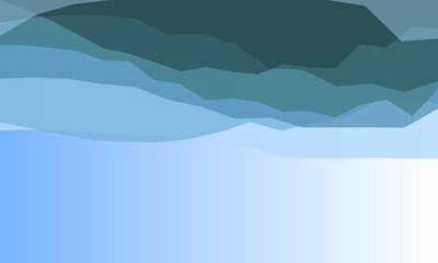 Abstract geometric landscape with layered blue and green shapes