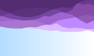 Abstract layered purple mountain landscape with light blue sky background