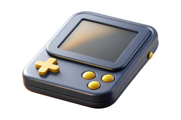 Retro handheld gaming console illustration, vintage portable game system graphic, old school gadget clipart, isolated on transparent background