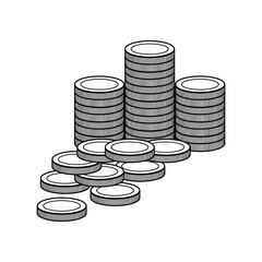 Stacks of coins icon, Money and Coin icon, Coins thin line icon. Flat vector illustration design isolated on white background.