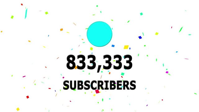 Animation 1 Million subscribers count youtube channel celebration with confetti Social media Quick count of subscribers to 1 Million . Counting Up to 1Million subscribers For social media updates