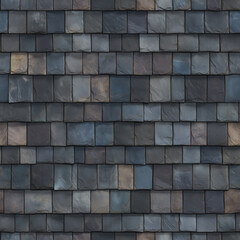 Seamless PBR Texture of Natural Slate Shingles: Subtle Tones Rooftop Background, Architectural Material