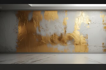 empty room with grunge golden wall