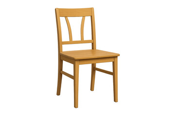 Light wooden chair with simple backrest, four straight legs, and curved decorative slat design