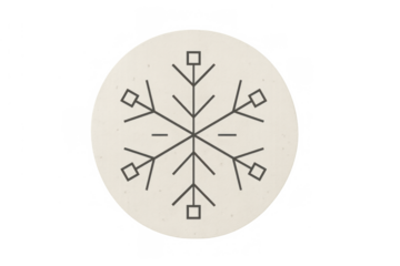 Snowflake icon on round tag representing winter, cold weather, and seasonal holidays on transparent background