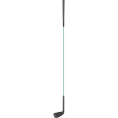 A golf club with a gray head and a gray grip is displayed against a white background with a thin blue line connecting the head and grip