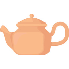 Pastel Peach Teapot Isolated on Transparent Background Simple Icon For Kitchenware and Beverage Related Concepts Clean Vector Illustration