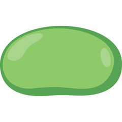 A Glossy Smooth Oval Green Bean with a Subtle Shadow Isolated on a White Background
