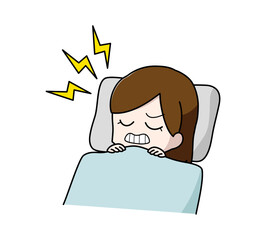寝ているときに歯ぎしりをしている女性のイラスト