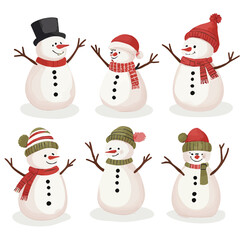 watercolor set of christmas snowman collection