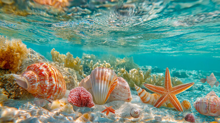 Vibrant marine life in clear ocean water