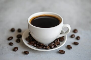 Aromatic espresso shot on light background high resolution picture