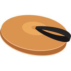 A Handheld Percussion Cymbal With A Black Strap And Orange Center On A Transparent Background