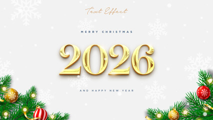 Gold 2026 Christmas And New Year Text Effect