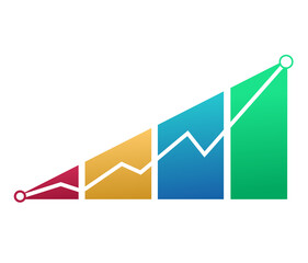 Modern clean style bar chart for corporate business. showing growth with trend line financial data analysis, success, profit, graphs or the stock market.