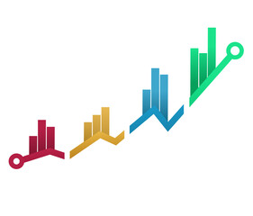 Modern clean style bar chart for corporate business. showing growth with trend line financial data analysis, success, profit, graphs or the stock market.