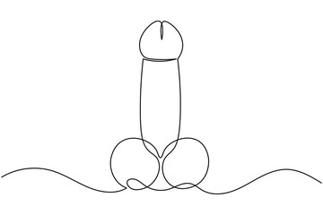 Human reproductive organ penis continuous one line drawing on white background minimalist anatomy organ outline vector illustration
