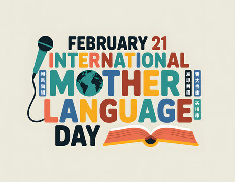 abstract world map with silhouettes for language day - Powered by Adobe