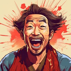 笑う男　イラスト