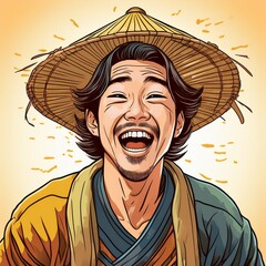 笑う男　イラスト