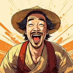 笑う男　イラスト