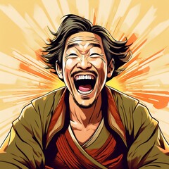 笑う男　イラスト