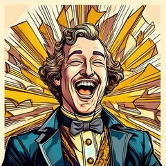 笑う男　イラスト