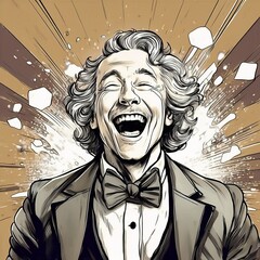 笑う男　イラスト