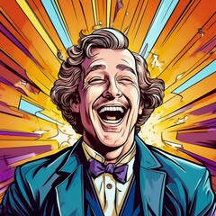 笑う男　イラスト