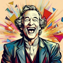 笑う男　イラスト