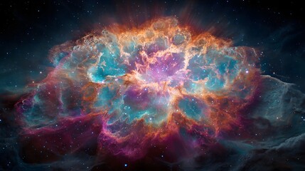 Obraz premium Brilliant interstellar cloud displays vibrant colors against the deep expanse of space