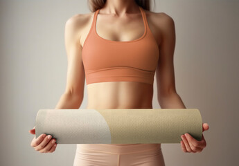 Woman Holding Yoga Mat Mockup Psd