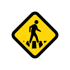 road sign silhouette design in transparent PNG format for crossing sign