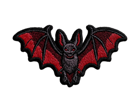 bat embroidery patch halloween gothic vampire animal isolated on transparent background, png - Powered by Adobe