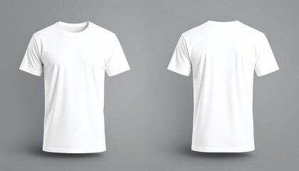 Fototapeta premium White t shirt front and back view, isolated on black background. Ready for your mock up design template 