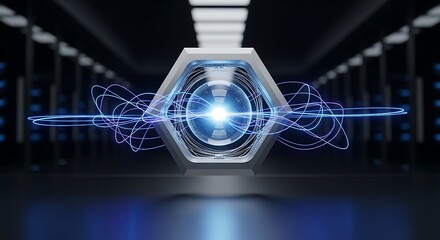 Advanced Quantum Core Device Generating Powerful Energy Flow in Data Center Server Room Environment