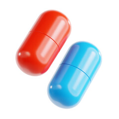 Red and Blue Pill Capsules on Black