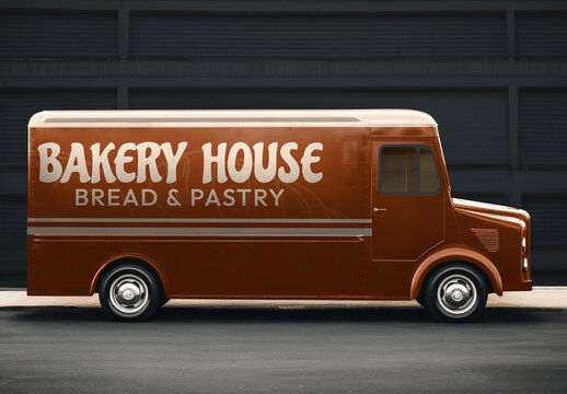 Vintage Bakery Truck Mockup Psd With Generative Ai
